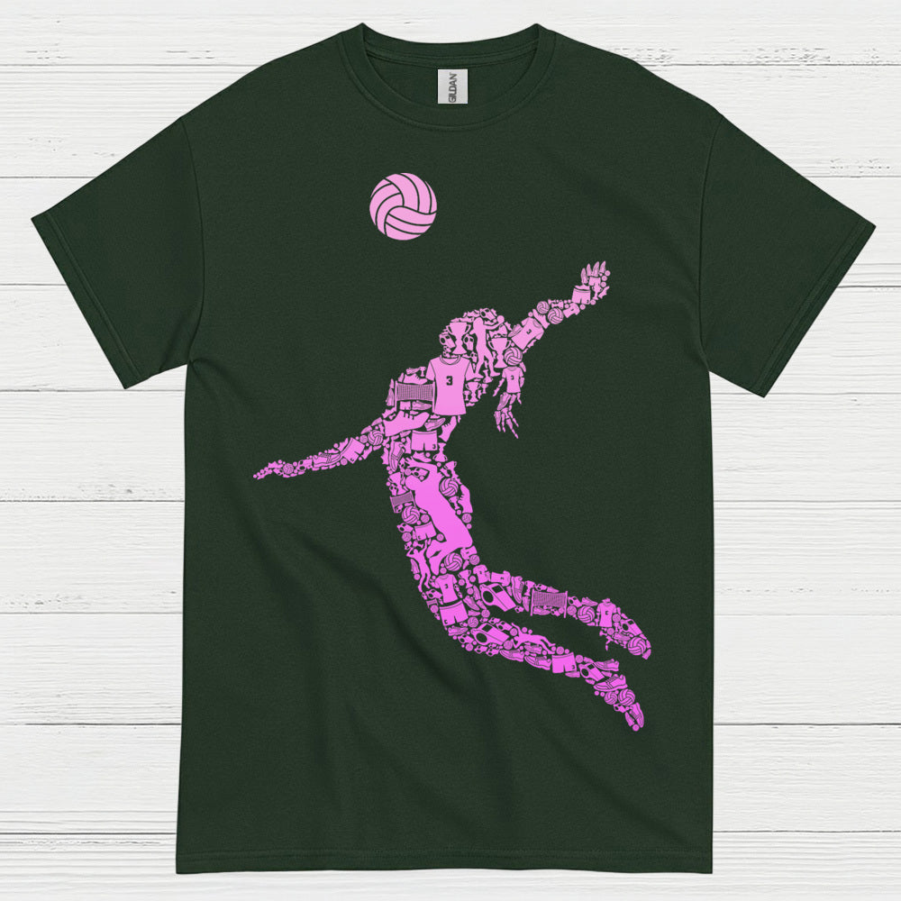 Pink Volleyball Player Silhouette T Shirt