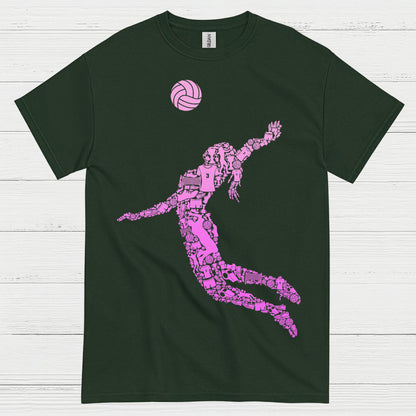 Pink Volleyball Player Silhouette T Shirt