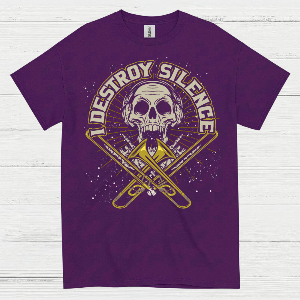 Destroy Silence Trombone Skull T Shirt