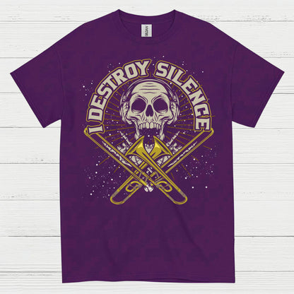 Destroy Silence Trombone Skull T Shirt