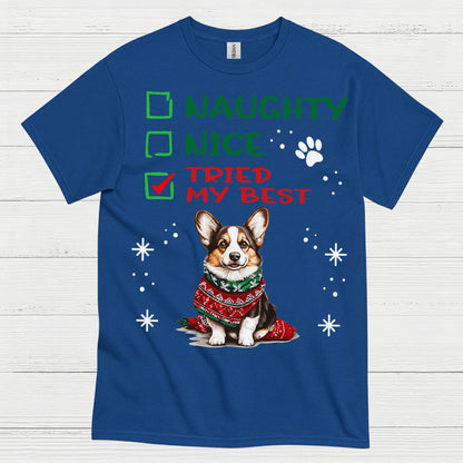 Naughty Nice Tried My Best Corgi T Shirt