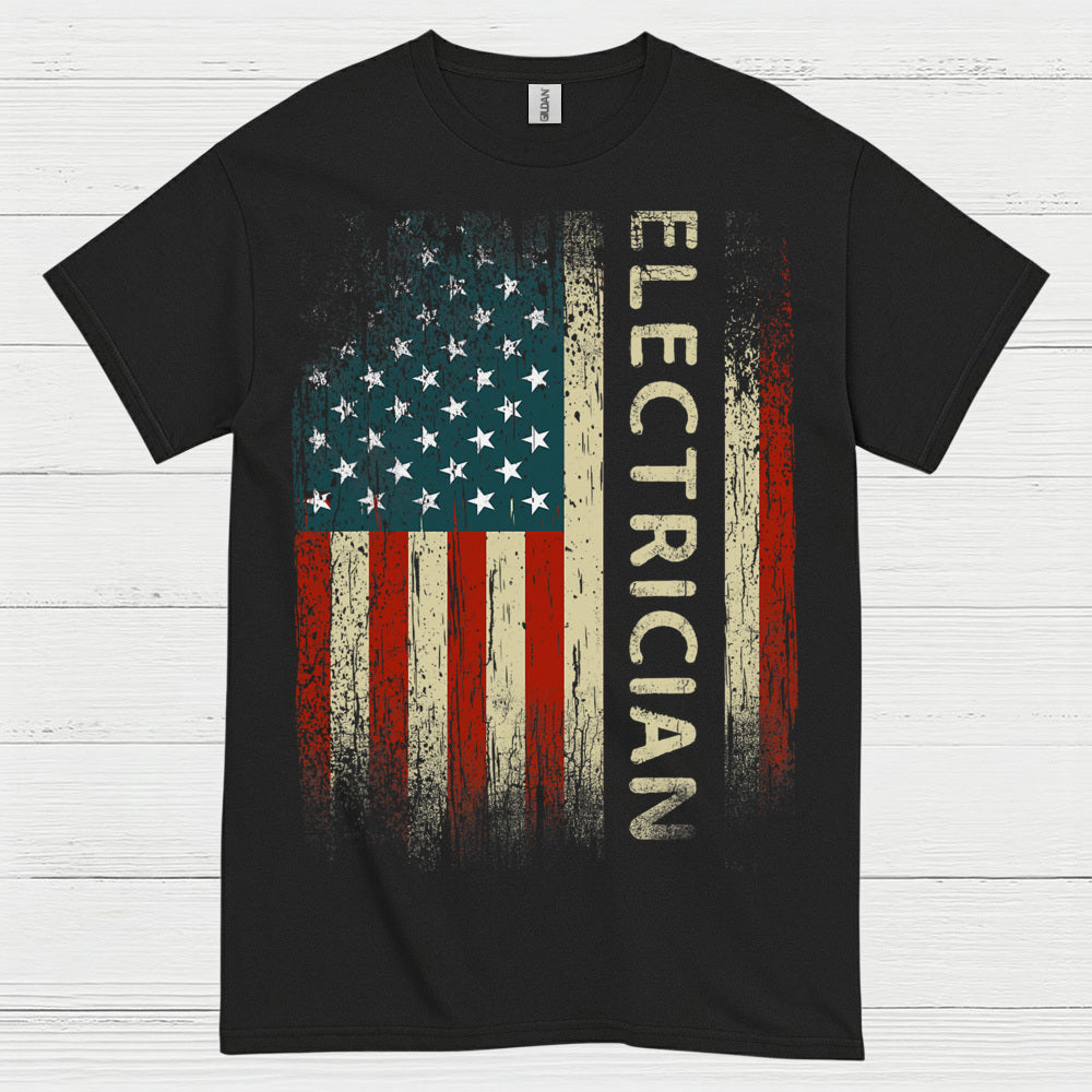 Electrician American Flag T Shirt