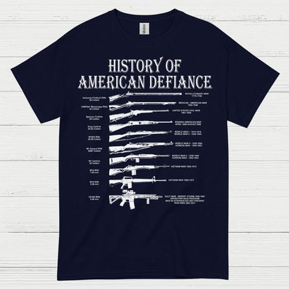 History Of American Defiance Patriotic Gun T Shirt