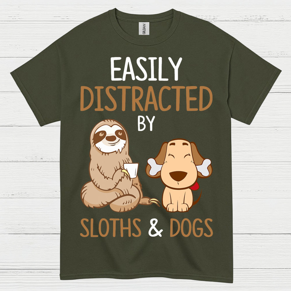 Easily Distracted Sloths And Dogs T Shirt