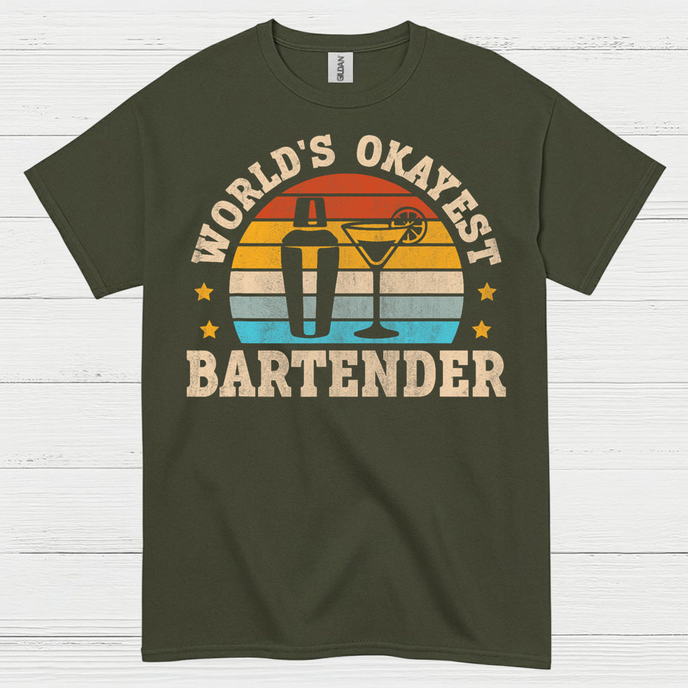 Worlds Okayest Bartender Vintage T Shirt