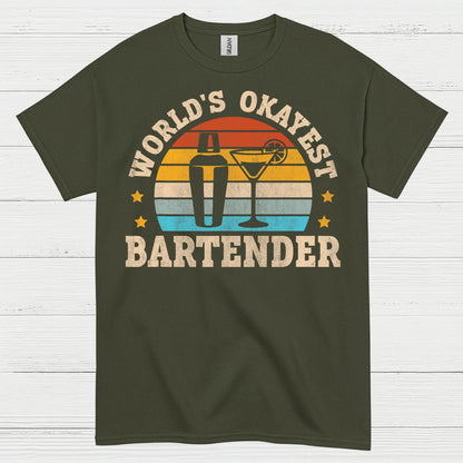 Worlds Okayest Bartender Vintage T Shirt