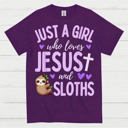 Just A Girl Who Loves Jesus And Sloths T Shirt