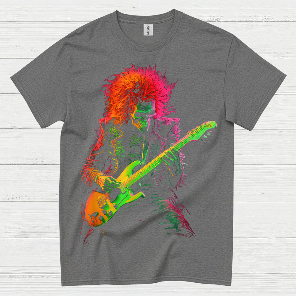 Neon Skeleton Guitarist Rock T Shirt