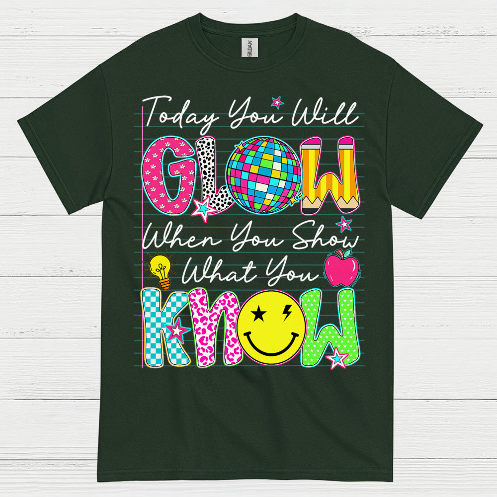 Glow with Knowledge Teacher T Shirt