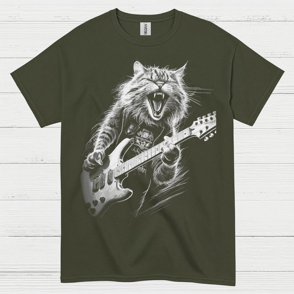 Rocking Cat Guitar T Shirt