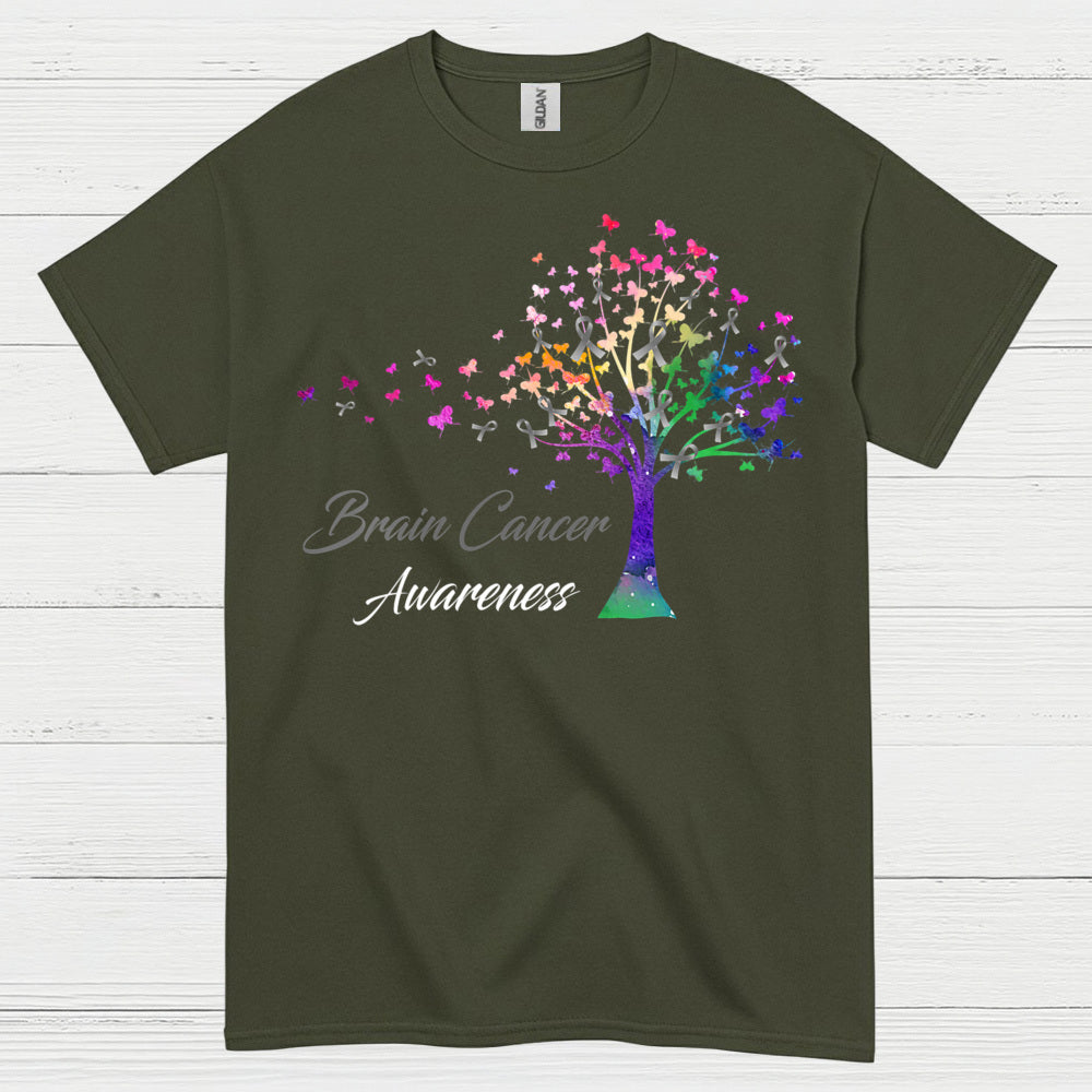 Brain Cancer Awareness Rainbow Tree T Shirt