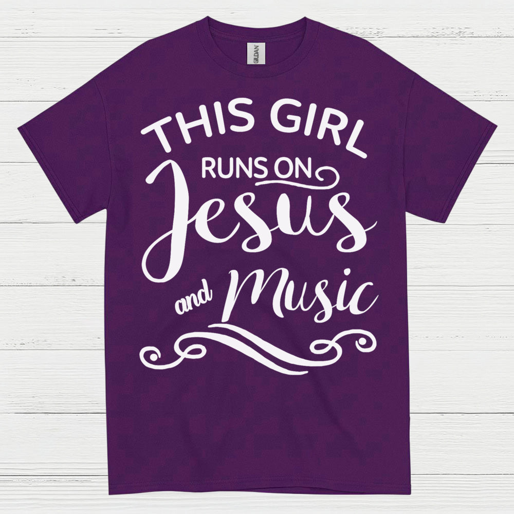This Girl Runs On Jesus Music T Shirt