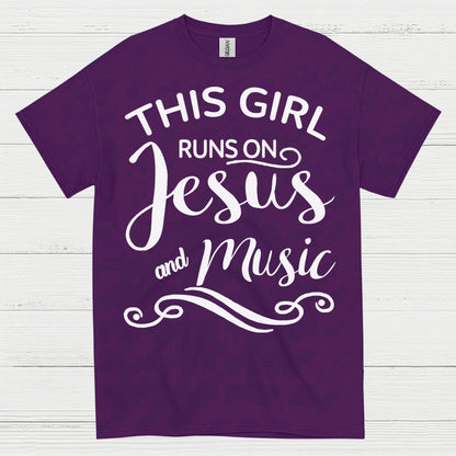 This Girl Runs On Jesus Music T Shirt