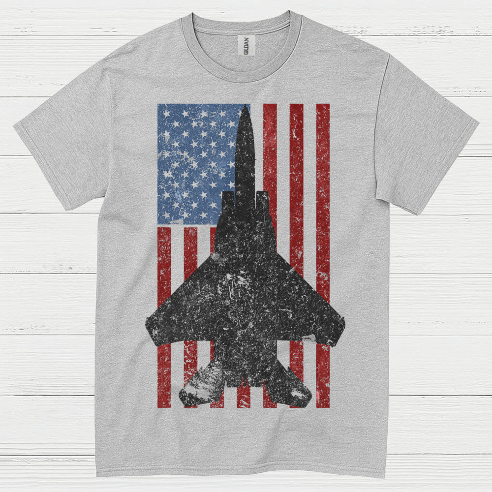 American Fighter Jet Patriotic Flag Veteran T Shirt