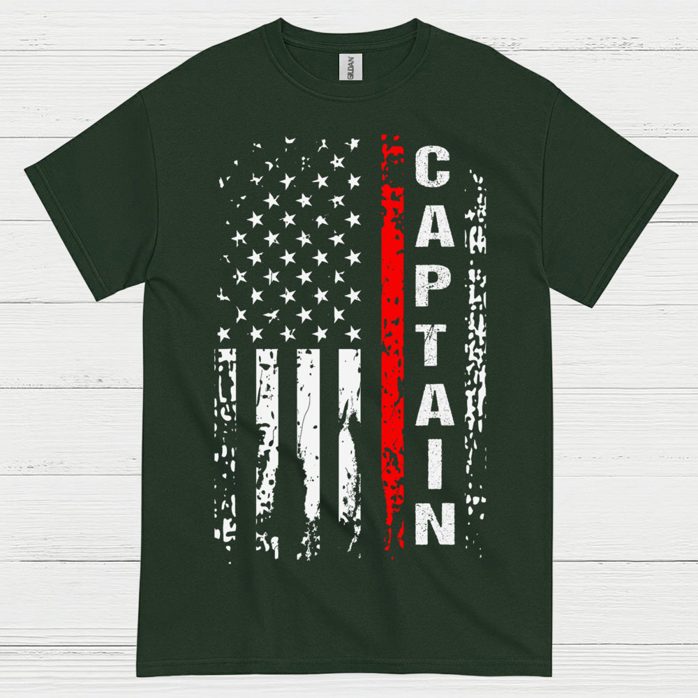 Firefighter Captain Thin Red Line Flag T Shirt