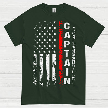 Firefighter Captain Thin Red Line Flag T Shirt
