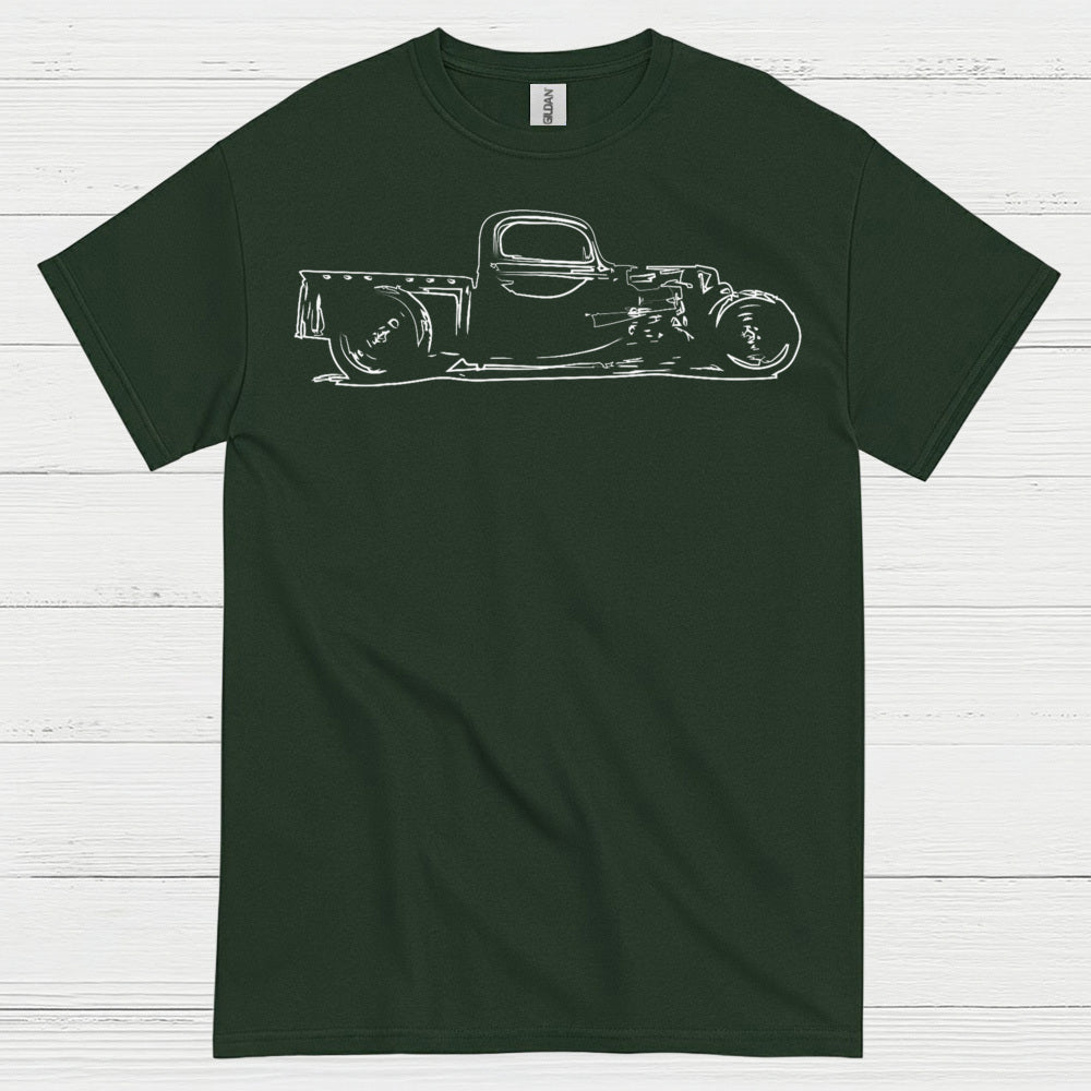 Minimal Hot Rod Line Art T Shirt