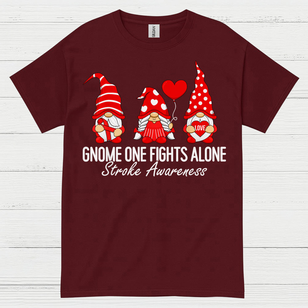 Gnome One Fights Alone Stroke Awareness T Shirt