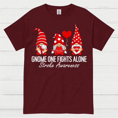 Gnome One Fights Alone Stroke Awareness T Shirt