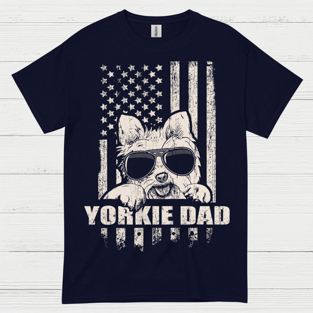 Yorkie Dad Patriotic Dog Lover T Shirt