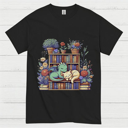 Dragon And Cat Reading T Shirt