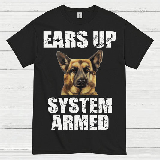 Ears Up System Armed German Shepherd T Shirt