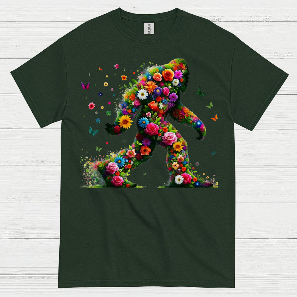 Floral Bigfoot Art T Shirt