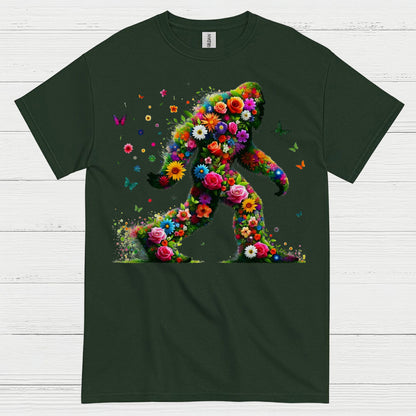 Floral Bigfoot Art T Shirt