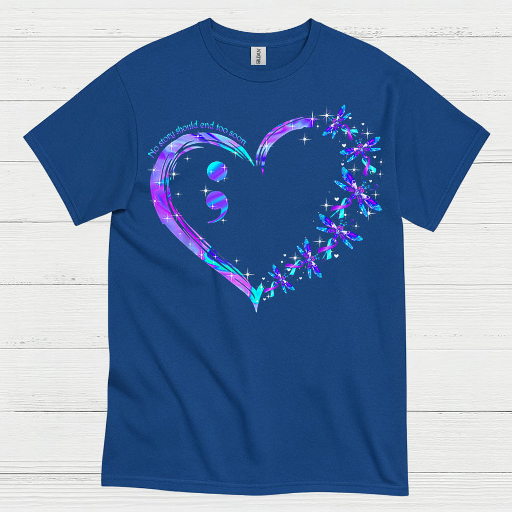 Semicolon Heart Butterfly Awareness T Shirt