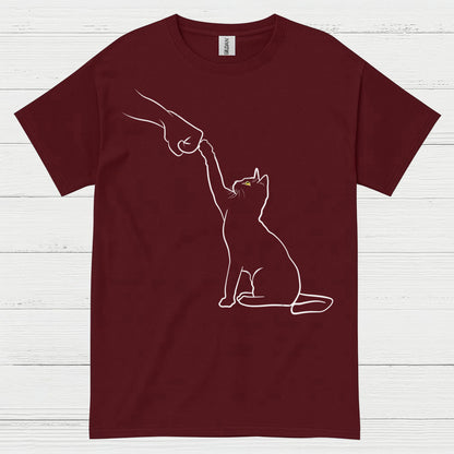 Cat High Five Minimal Line Art T Shirt