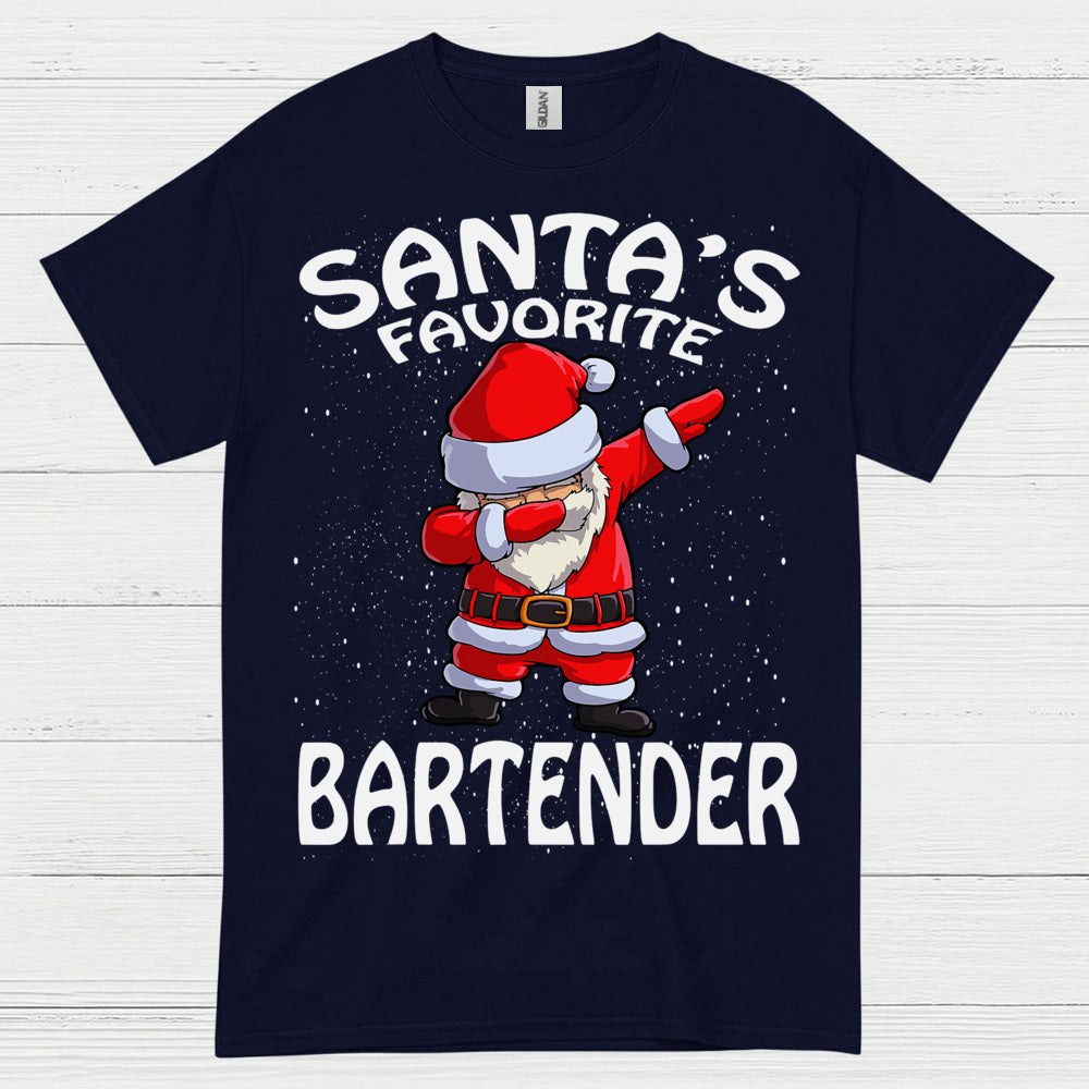 Santas Favorite Bartender Christmas T Shirt