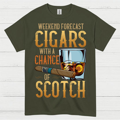 Weekend Forecast Cigars And Scotch T Shirt