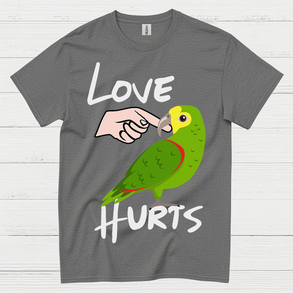 Love Hurts Funny Parrot T Shirt