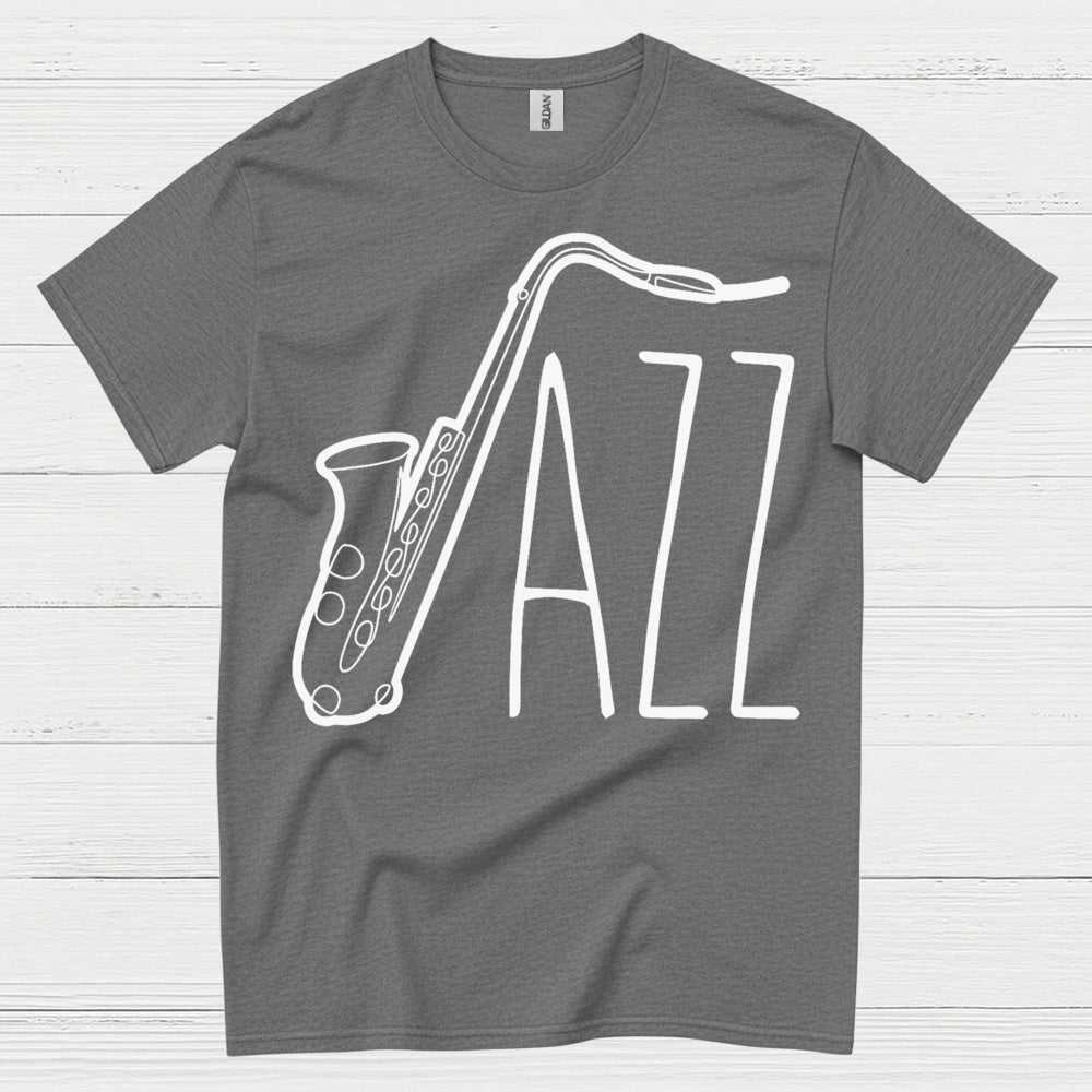 Jazz Saxophone Minimal Line Art T Shirt