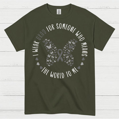 Gray Ribbon Love And Support Awareness T Shirt