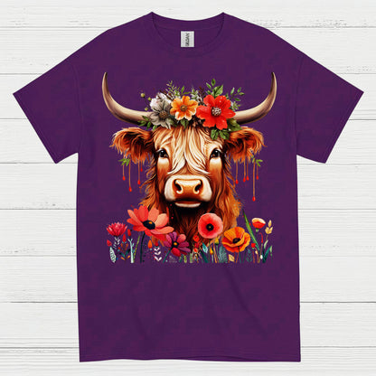 Floral Boho Cow T Shirt