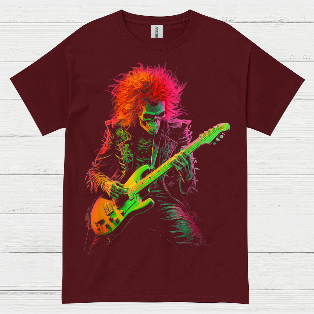 Neon Skeleton Guitarist Rock T Shirt