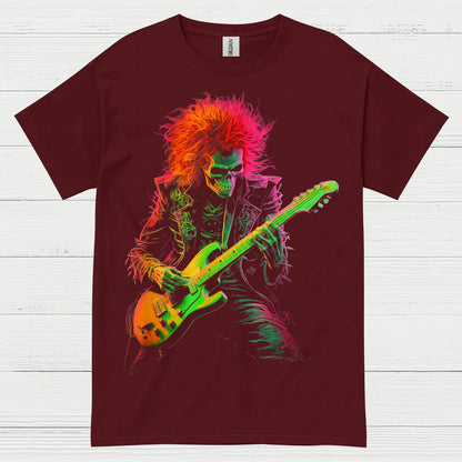 Neon Skeleton Guitarist Rock T Shirt