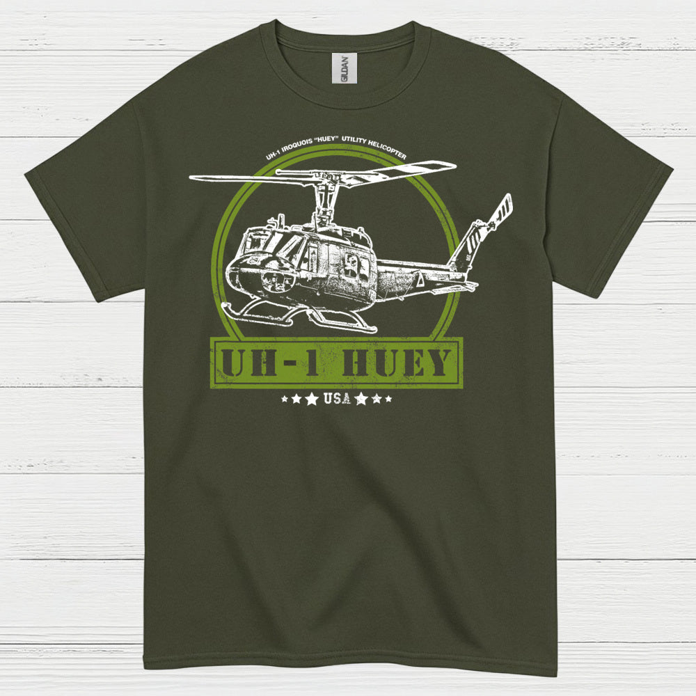 UH-1 Huey USA Military Helicopter T Shirt