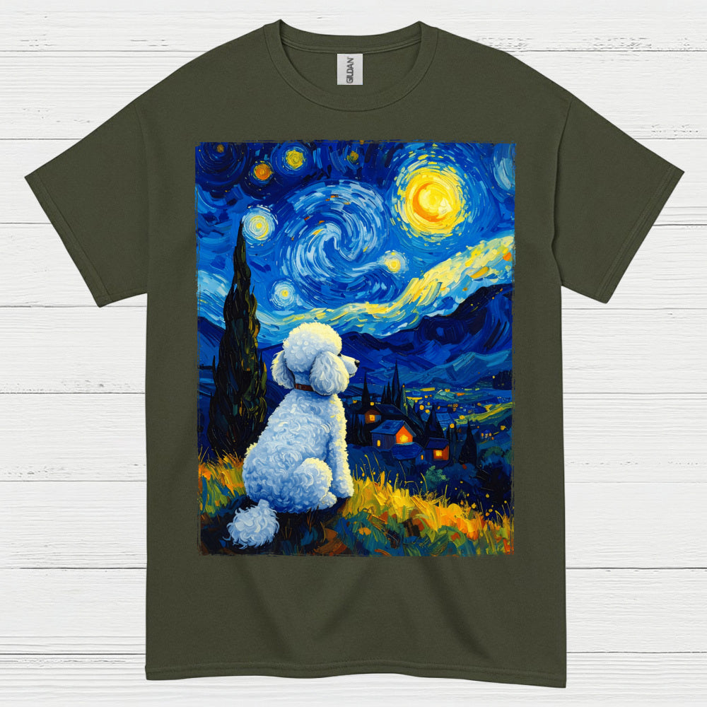 Peaceful Dog Starry Night Art T Shirt