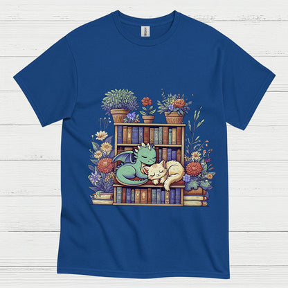 Dragon And Cat Reading T Shirt