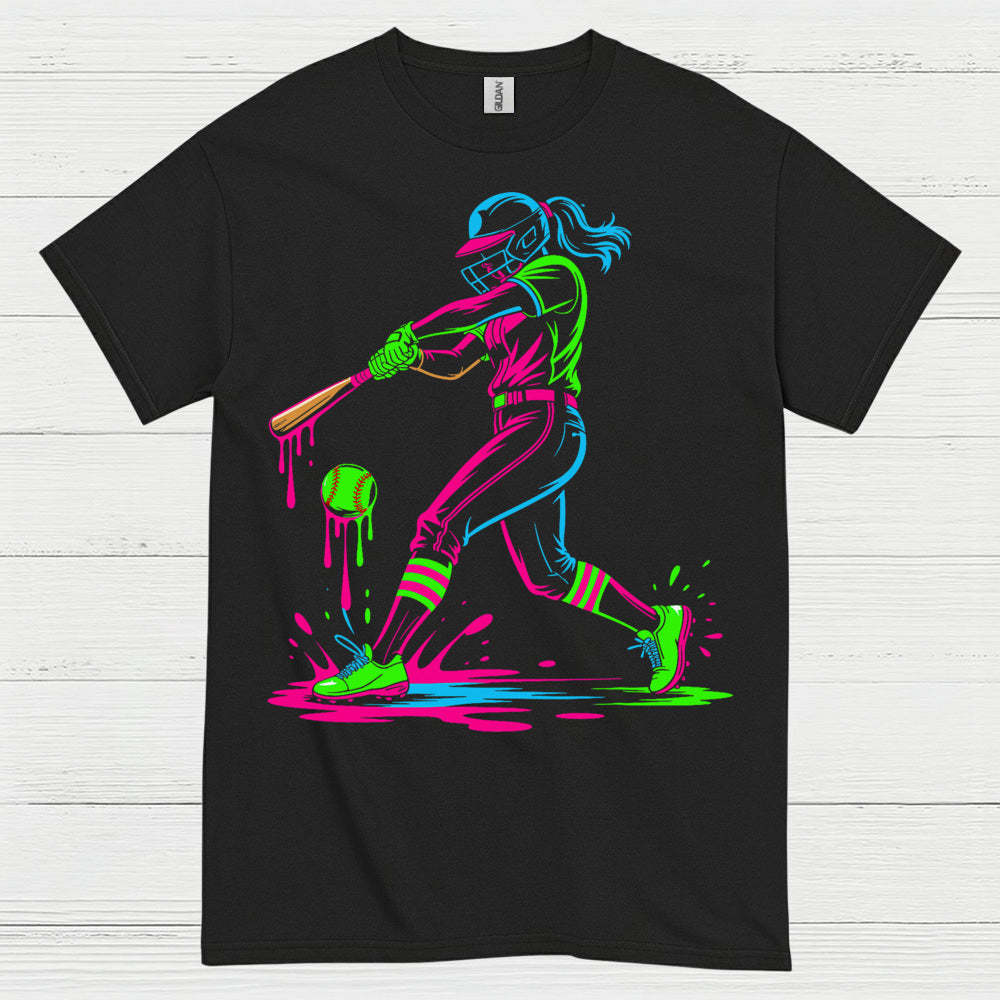 Neon Softball Girl Swing T Shirt