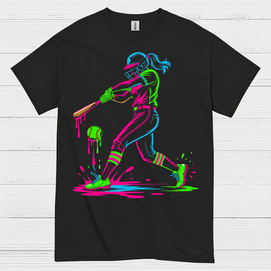 Neon Softball Girl Swing T Shirt