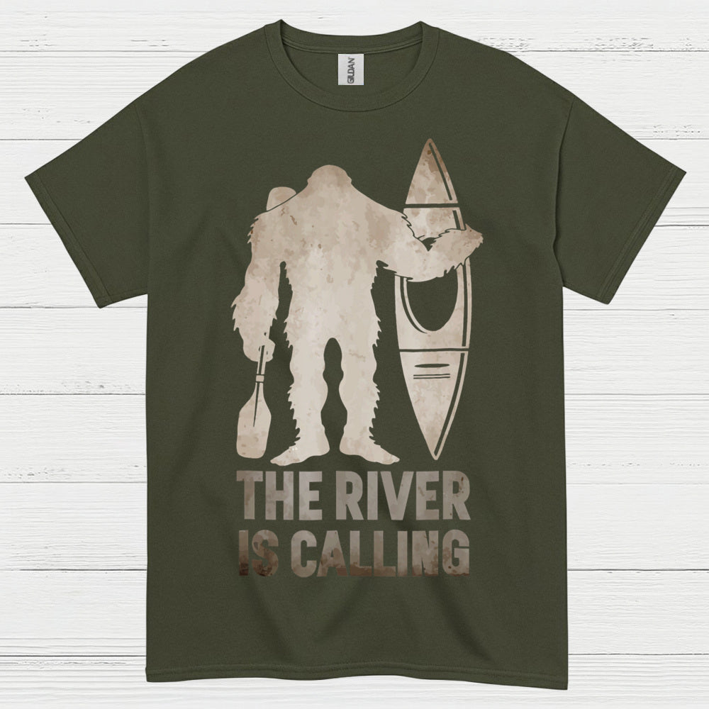 The River Is Calling Bigfoot Kayak T Shirt