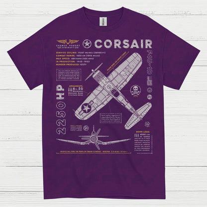 F4U Corsair Blueprint Aviation T Shirt