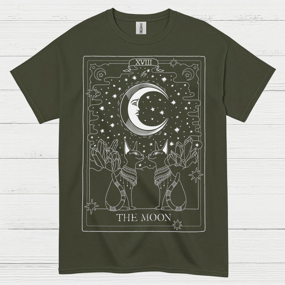 The Moon Tarot Cat Art T Shirt
