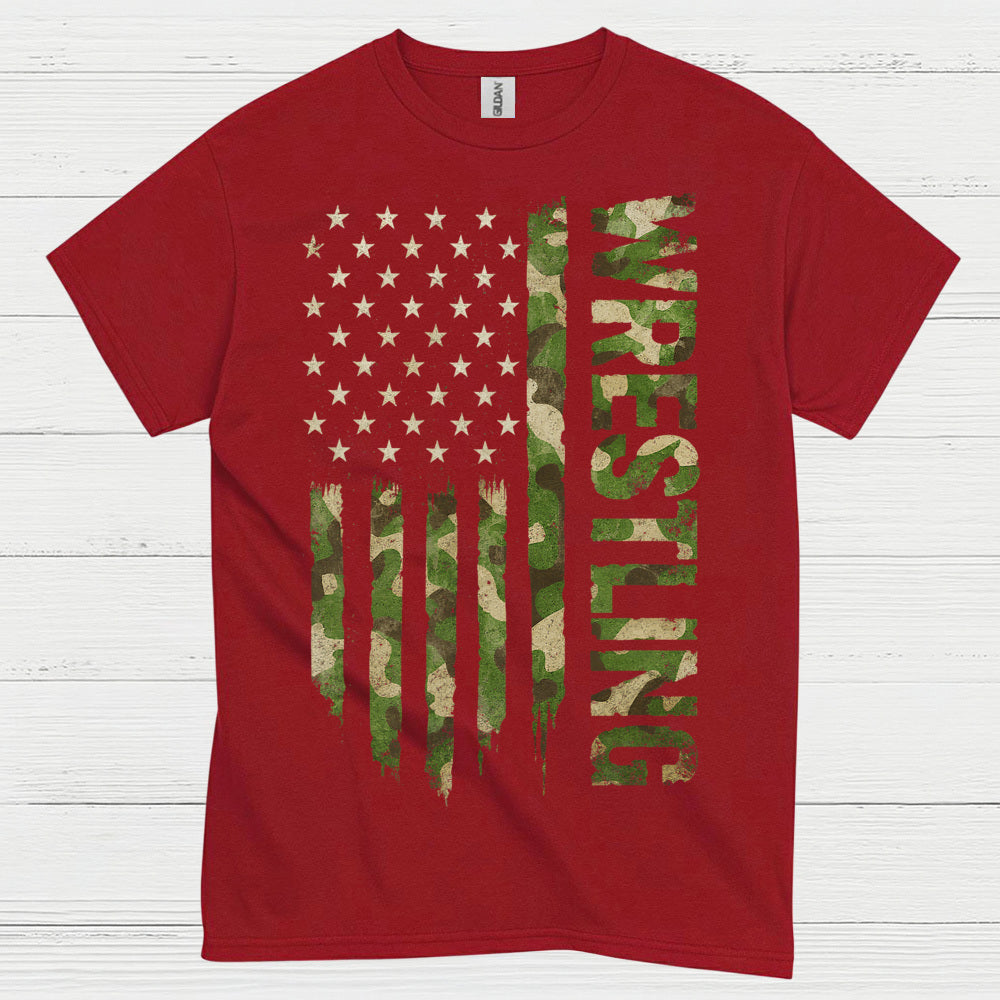 Wrestling American Flag Camo Pride T Shirt