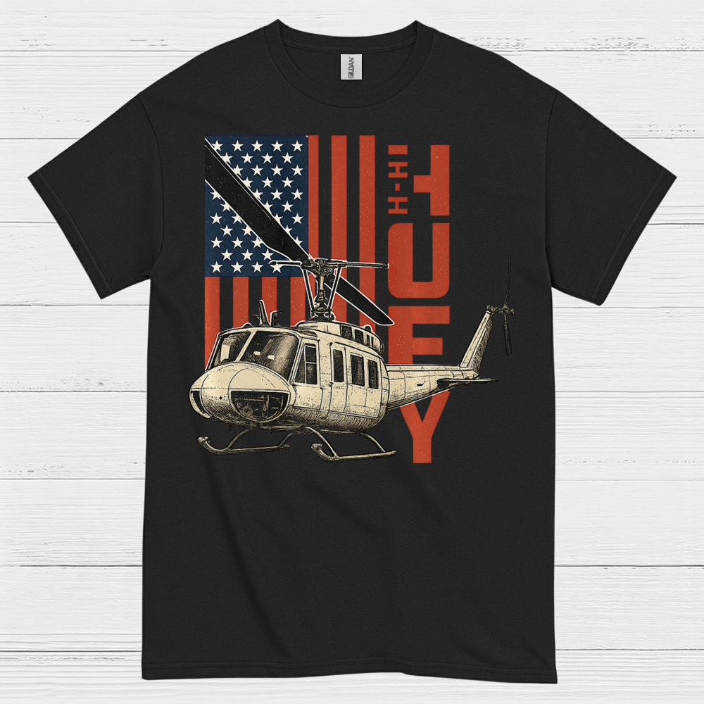 UH-1 Huey American Flag Military T Shirt