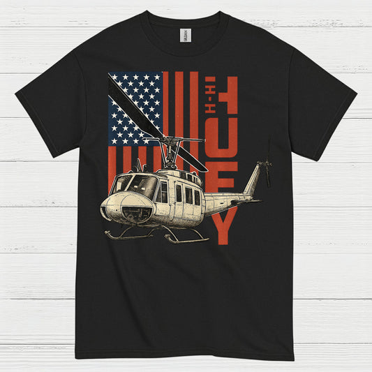 UH-1 Huey American Flag Military T Shirt