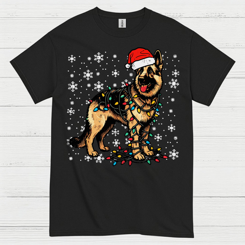 German Shepherd Christmas Lights T Shirt